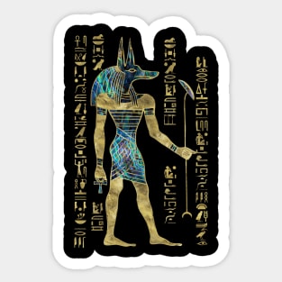 Egyptian Anubis Ornament Gold and Abalone Sticker